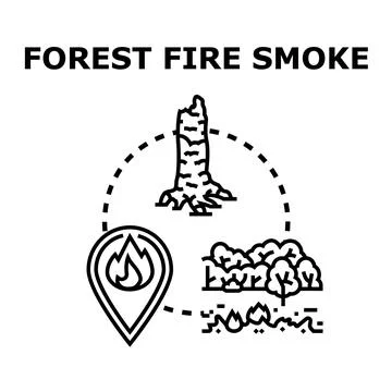 Forest fire smoke hazard concept illustration Stock Illustration