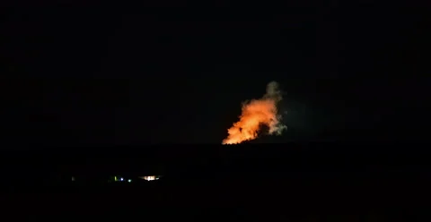 Forest Fire Smoke, Night Long Shot Time Lapse 4K Stock Footage 45892711