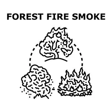 Forest fire smoke spreading from burning trees Ilustración de archivo
