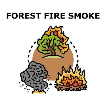 Forest fire smoke spreading from burning trees Stock Illustration