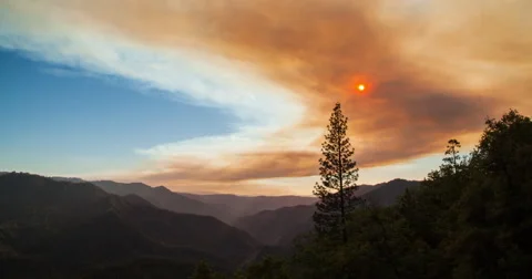 Forest Fire Smoke Trail in Yosemite Stock Footage 41715500