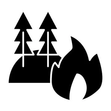 Forest on fire solid icon. Fire in forest vector illustration isolated on white Illustrazione stock