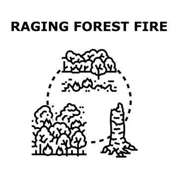 Forest fire spreading causing environmental destruction Stock Illustration