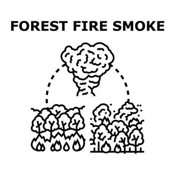 Forest fire spreading causing smoke and environmental damage Stock Illustration