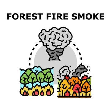 Forest fire spreading causing smoke and environmental damage Stock Illustration
