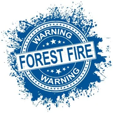FOREST FIRE STAMP. No flame blue sign icon. Forest safety warning sign isolated Stock Illustration