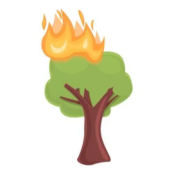 Forest fire tree icon, cartoon style Stock Illustration