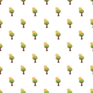 Forest fire trees burning seamless pattern illustrating environmental disaste Stock Illustration