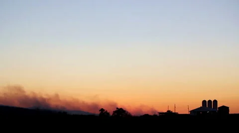 Forest Fire w/ Farm Stock-Footage 5163420