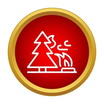 Forest fire warning icon showing burning tree 스톡 일러스트