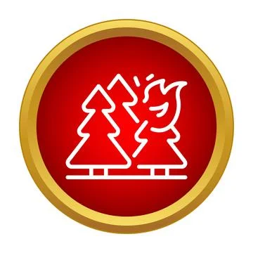Forest fire warning icon showing burning trees 스톡 일러스트
