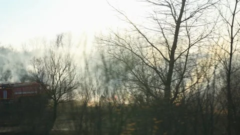 Forest fire warning, wildfire mapping technology, health advisories smoke Stock Footage 282890563