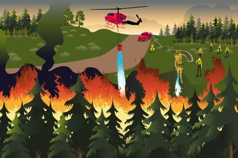 Forest Firefighters Stock Illustration