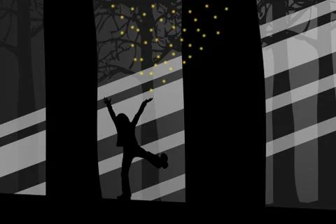 Forest fireflies Stock Illustration