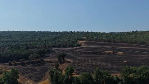 Forest fires caused by climate change in the Mediterranean, Spain Stock Photos