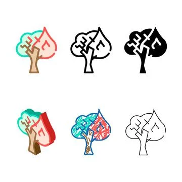 Forest fires color icon vector variants symbol Stock Illustration