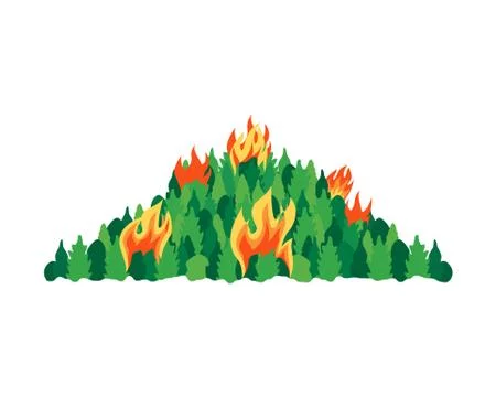 Forest fires disaster trees flat vector icon Stock Illustration