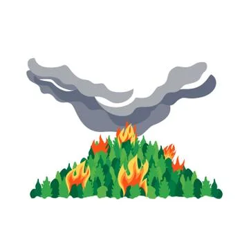 Forest fires disaster trees flat vector icon Stock Illustration