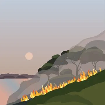 Forest fires disaster trees vector illustration Stock Illustration