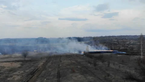 Forest fires have reached the highway. Stock Footage 106375849