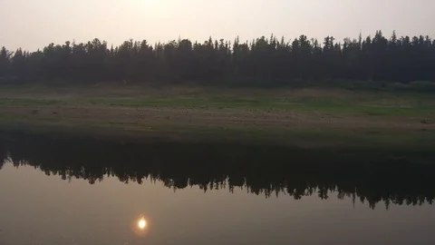 Forest fires. Landscape nature river. POV 4K Vídeo Stock 126947161