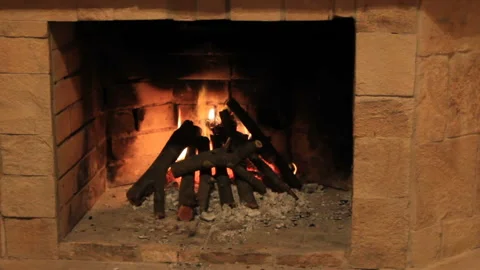 Forest firewood in fireplace Stock Footage 96336957