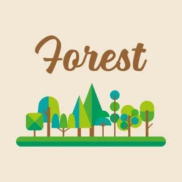 Forest in flat style graphic design Illustration