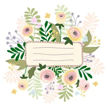 Forest floral vector design frame. Berries, fern plants. Colorful objects set Stock-Illustration