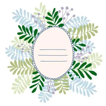 Forest floral vector design frame. Berries, fern plants. Colorful objects set Stock Illustration