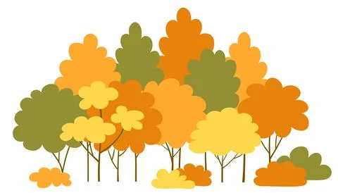 Forest foliage plants in row. Forest trees panorama Stock Illustration