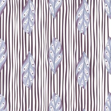 Forest foliage seamless pattern with light blue geometric leaf print. Striped Stock Illustration