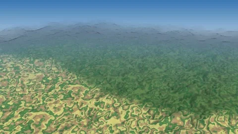 Forest fragmentation patch mosaic habitat, aerial 3D map animation seamless loop Vídeos de archivo 342358374