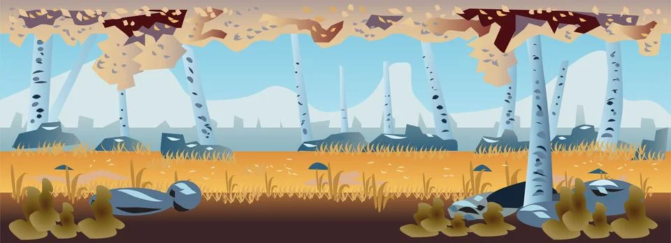 Forest Game Background, game map, game world and vector Illustration Stock Illustration