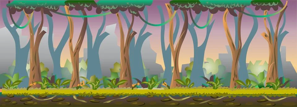 Forest Game Background Vector Illustration Stock Illustration
