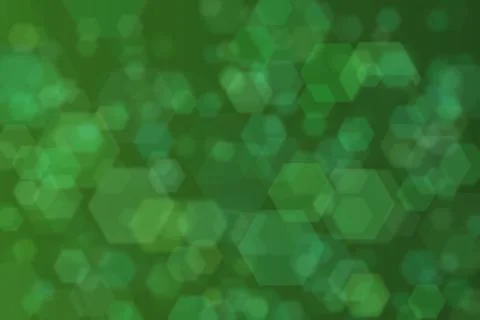 Forest green abstract defocused background, hexagon shape bokeh pattern. Illustrazione stock