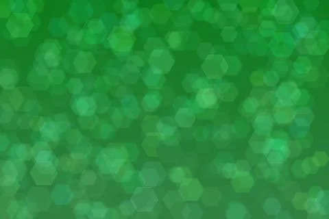 Forest green abstract defocused background with hexagon shape bokeh spots Stock Illustration