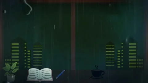 Forest Green Lo-fi Rain Window Vídeos de archivo 333891659