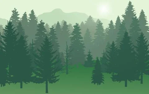 Forest green with sun Stock Illustration