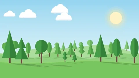 Forest growing from sprouts to full trees with animals appearing Vídeo Stock 348622680