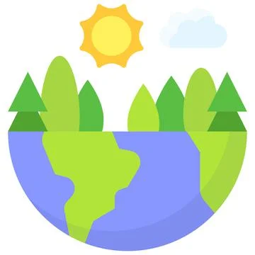 Forest on Half Earth icon, Earth Day related vector Stock Illustration