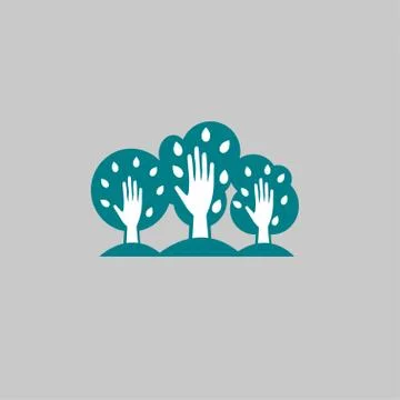 Forest with hands Stock Illustration