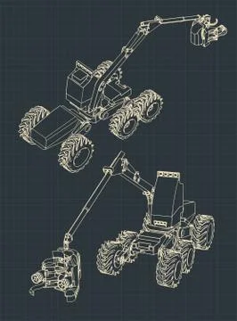 Forest harvester machine Stock Illustration