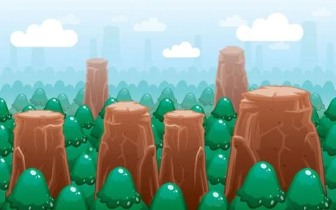Forest &amp; Hill Game Background Illustrazione stock