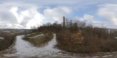 Forest on a Hill View Over City in Winter - 360 VR Stock Footage 103806248