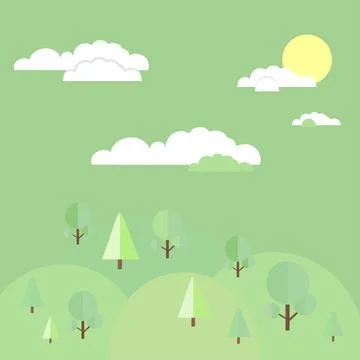 Forest, hills and valleys Stock Illustration