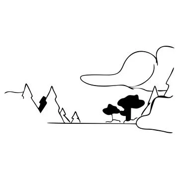 Forest with hills Stock Illustration