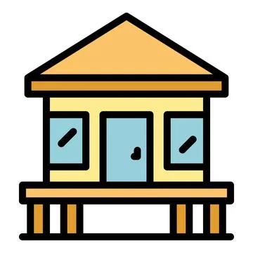 Forest hut icon vector flat Stock Illustration