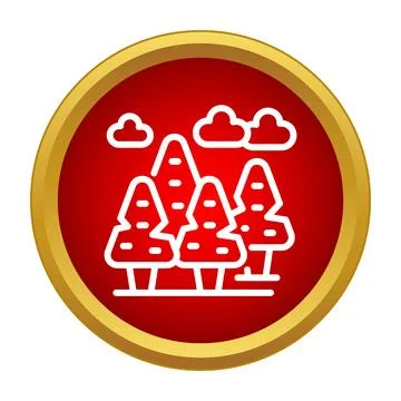 Forest icon representing trees, mountains, and clouds Stock Illustration