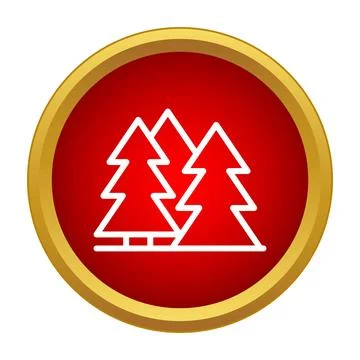 Forest icon showing evergreen pine trees line art symbol Illustrazione stock