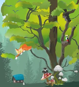 In the forest Stock Illustration